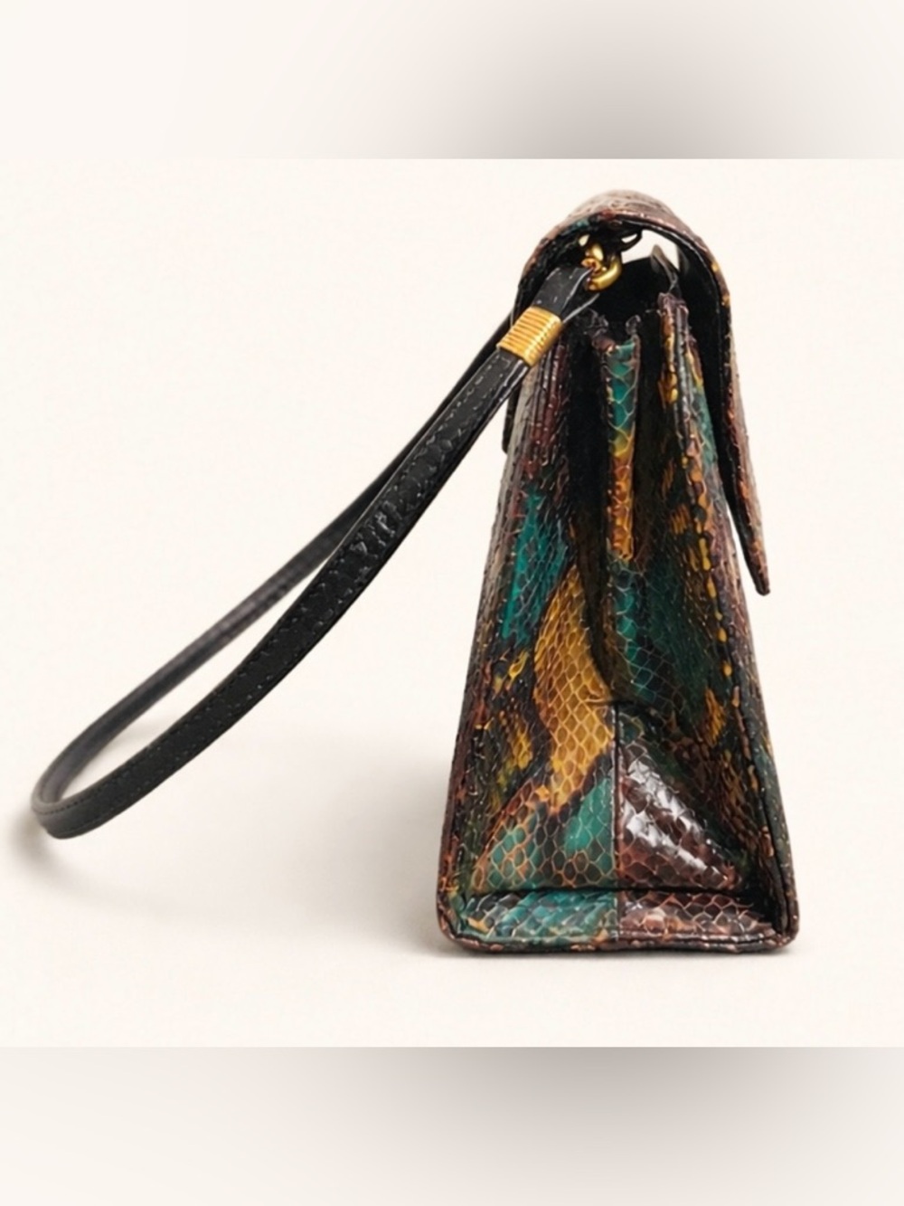 VINTAGE J. Renee Black Snakeskin Crossbody Bag - NO CA SHIPPING - Picture 4 of 13